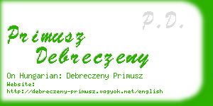 primusz debreczeny business card